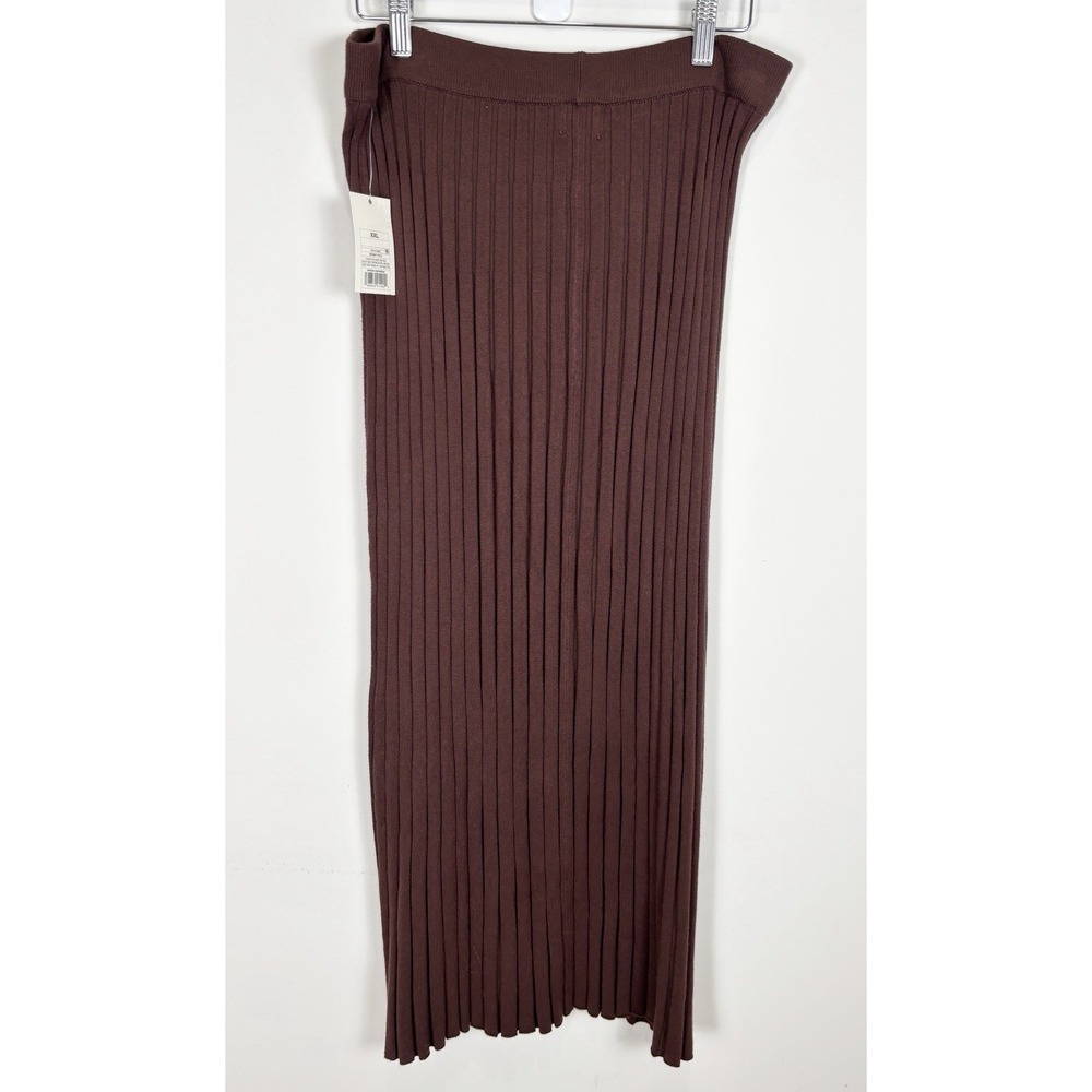 a. new day. Brown Ribbed Long Knit Skirt